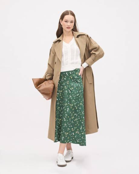 Satin High-Rise Flare Maxi Skirt