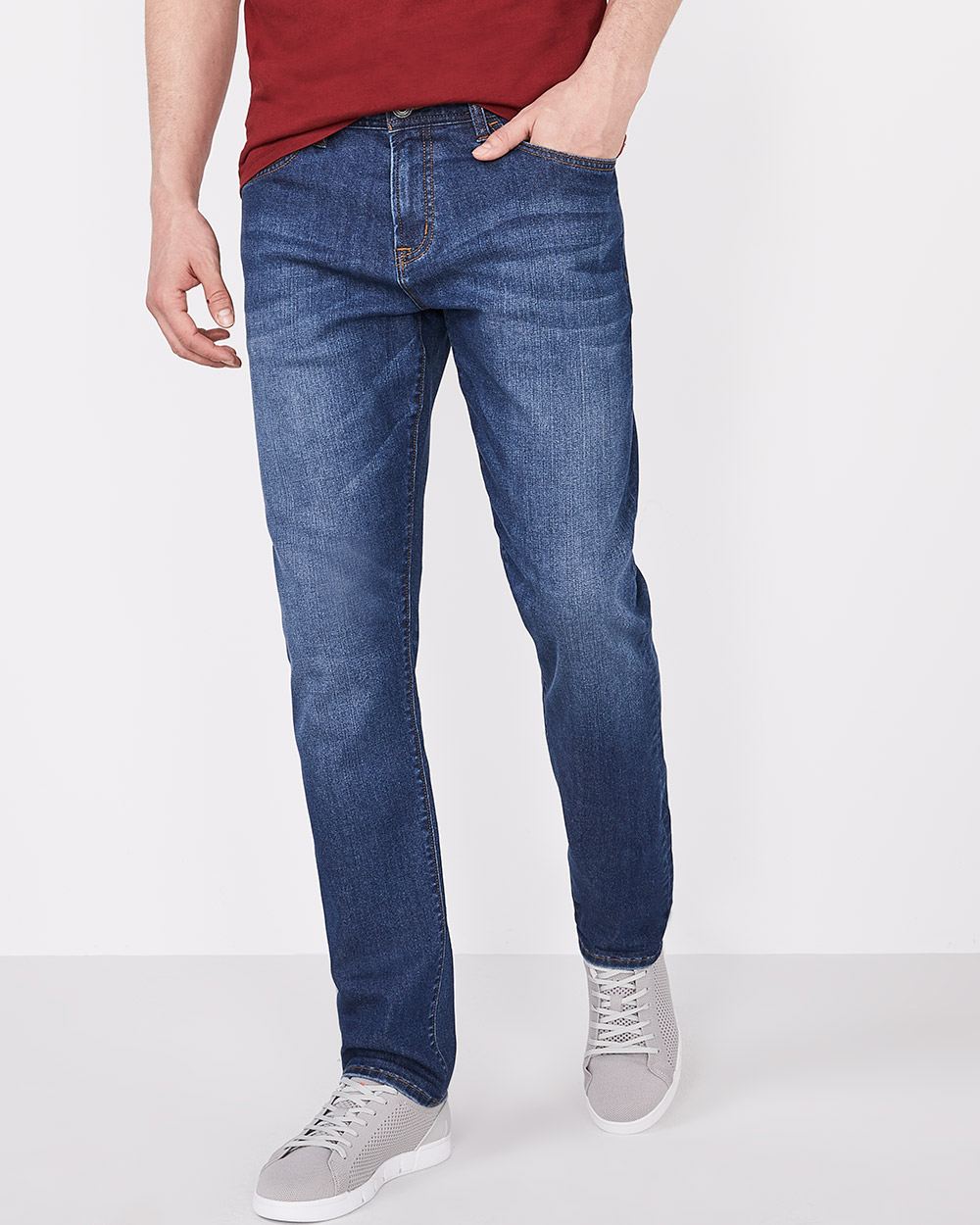 Slim leg Medium Blue stone wash Jeans | RW&CO.