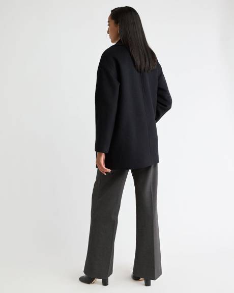Caban à Boutonnage Double en Mélange de Laine Melton