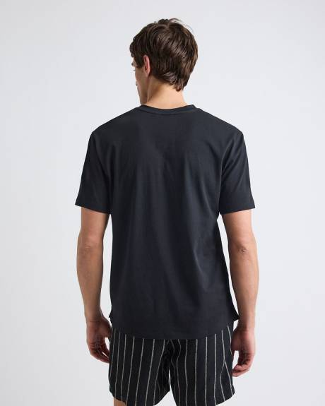 T-Shirt Henley à Manches Courtes