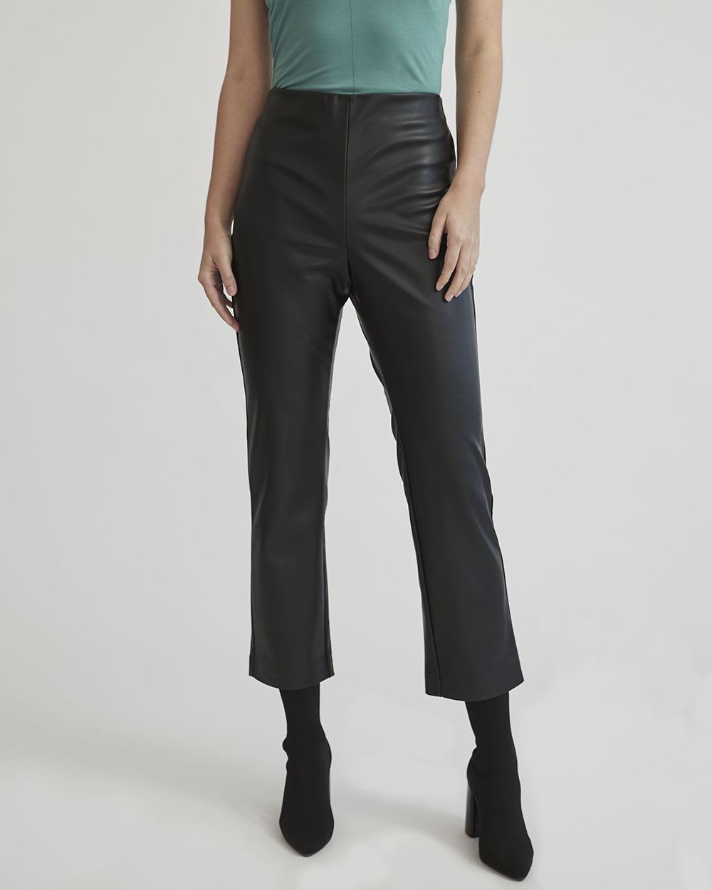 Faux Leather High-Rise Straight Leg Ankle Pant