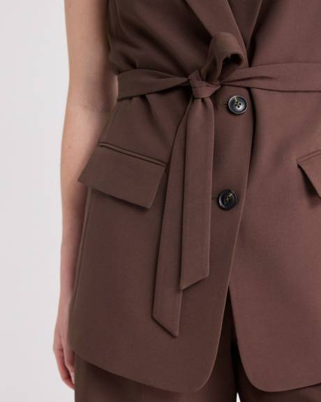 Veste Longue Sans Manches en Sergé