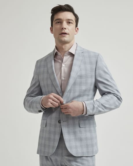 Slim Fit Checkered Grey Suit Blazer