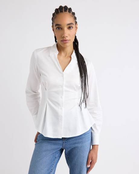 Long-Sleeve Buttoned-Down Poplin Blouse