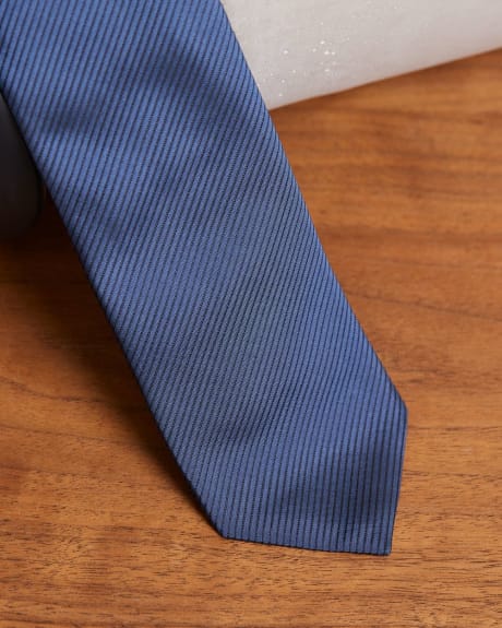 Dark Blue Regular Tie with Textured Stripes