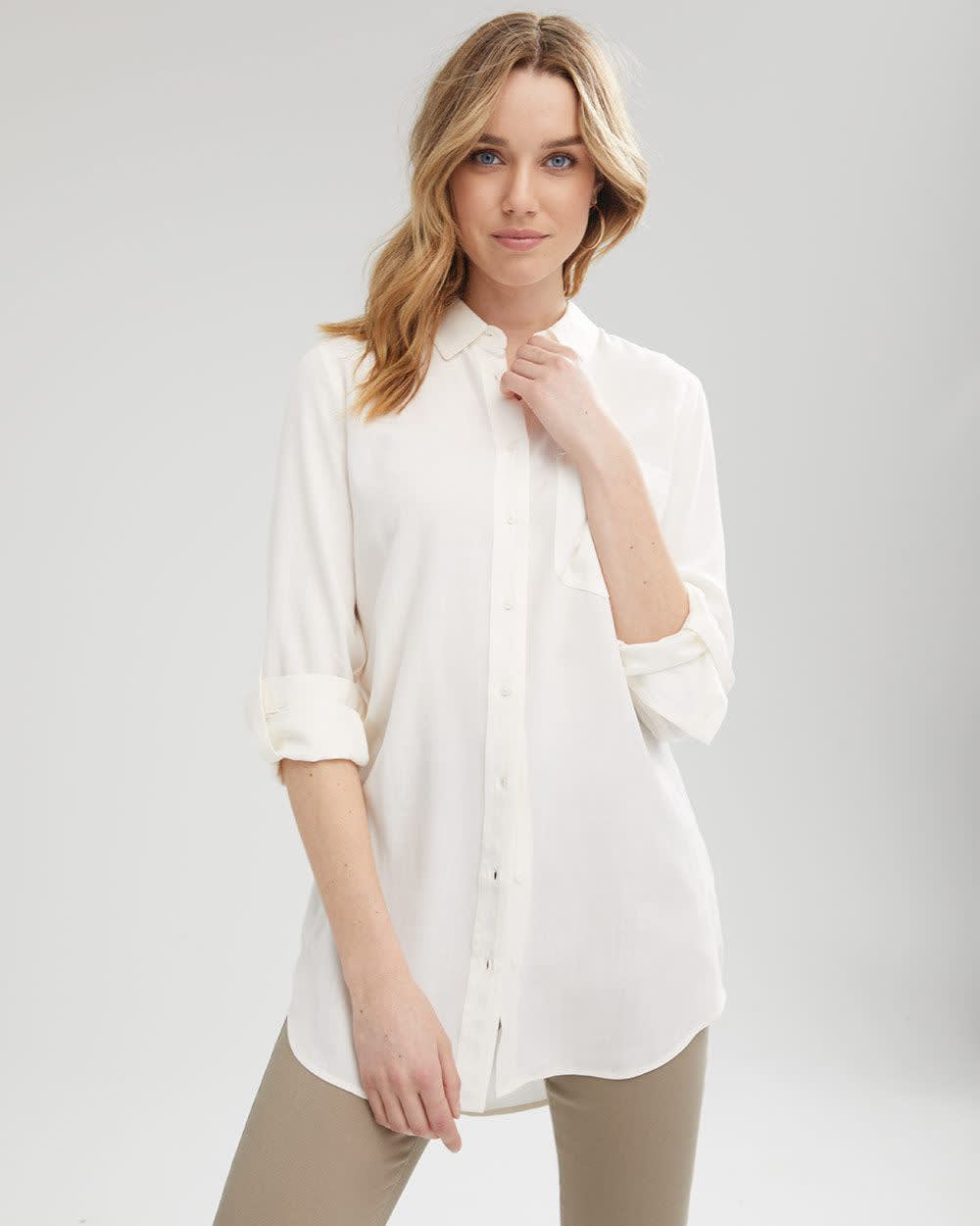 Long Sleeve Tunic Blouse with Shirt Collar | RW&CO.