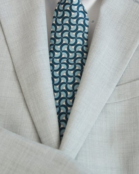 Cravate Étroite Sarcelle à Motif Géométrique