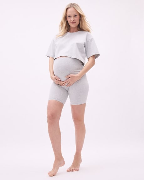 Cropped Short-Sleeve Loose Tee - Thyme Maternity