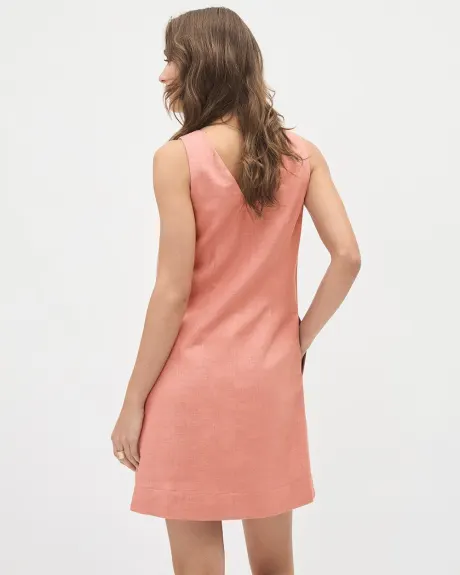 Sleeveless V-Neck Linen Shift Dress