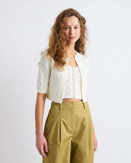 Short-Sleeve Crochet Cardigan
