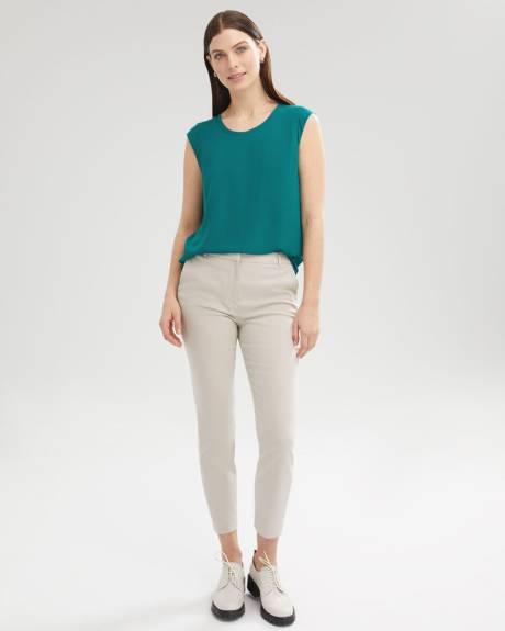 Cap Sleeve Solid Crepe Blouse