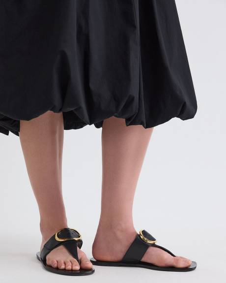 Mix-Media Sleeveless Midi Dress with Bubble Hem