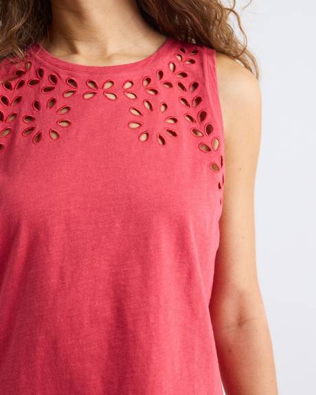 Haut Sans Manches &agrave; Col Rond avec Oeillets