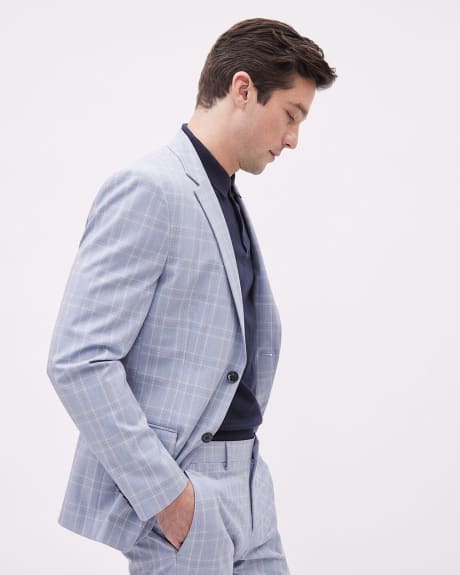 Slim-Fit Light Blue Checkered Suit Blazer