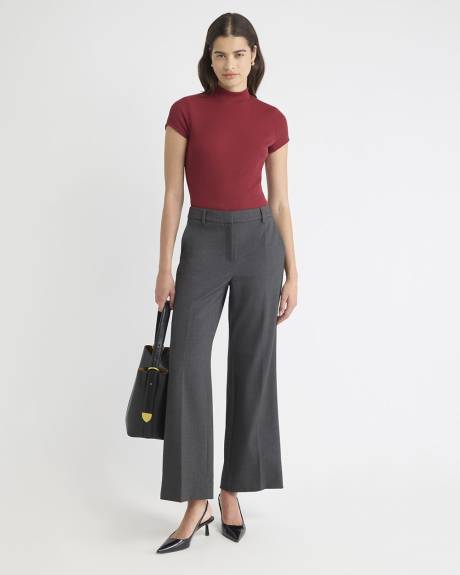 Pantalon en Sergé Épais à Taille Mi-Haute et Jambe Large