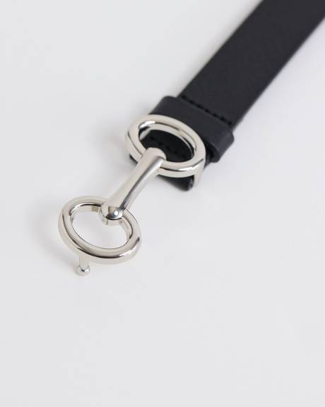 Black Leather Belt with Silver Buckle
