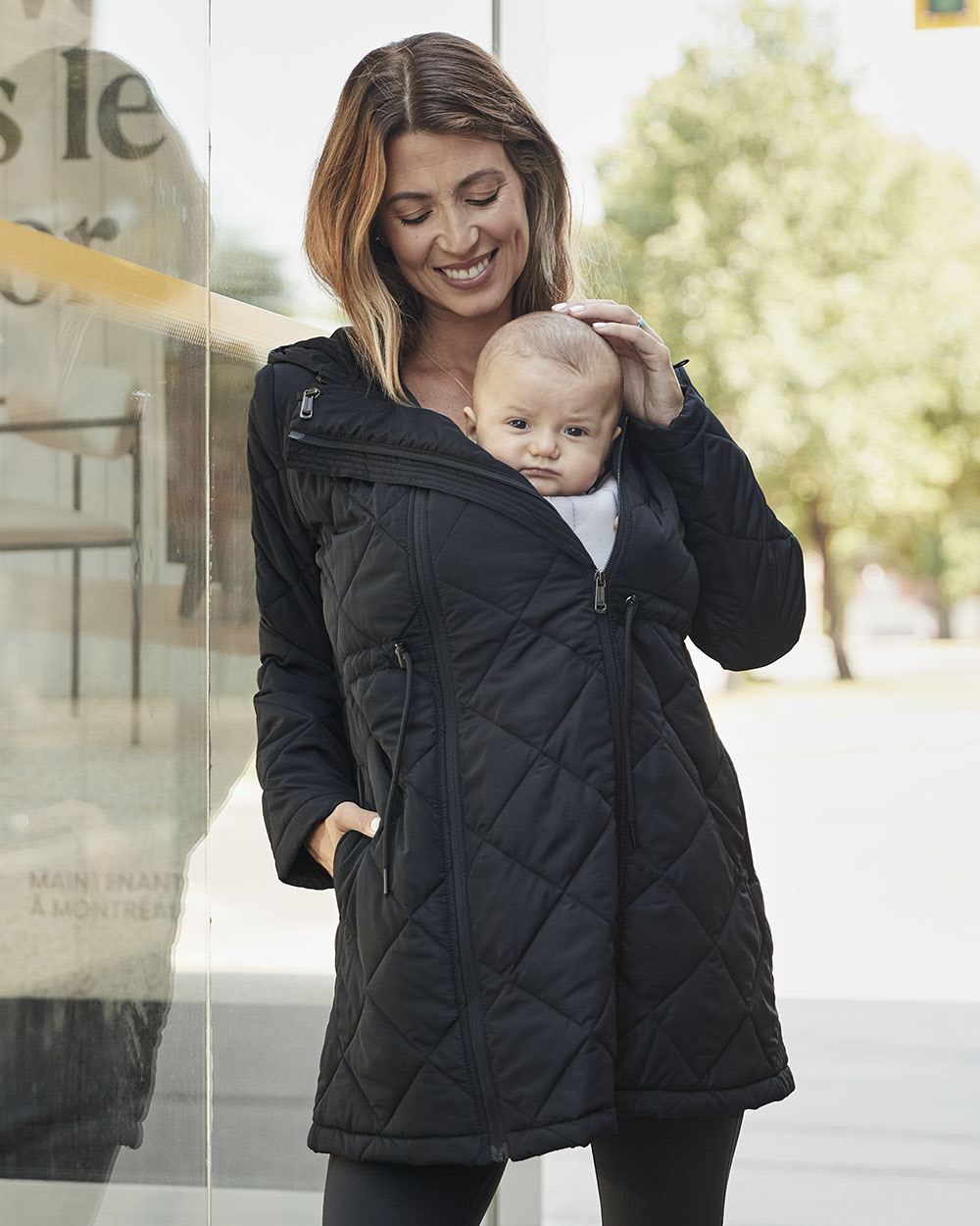Quilted Coat with Belly Extender - Thyme Maternity