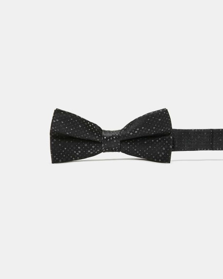 Black Bow Tie with Grey Dots