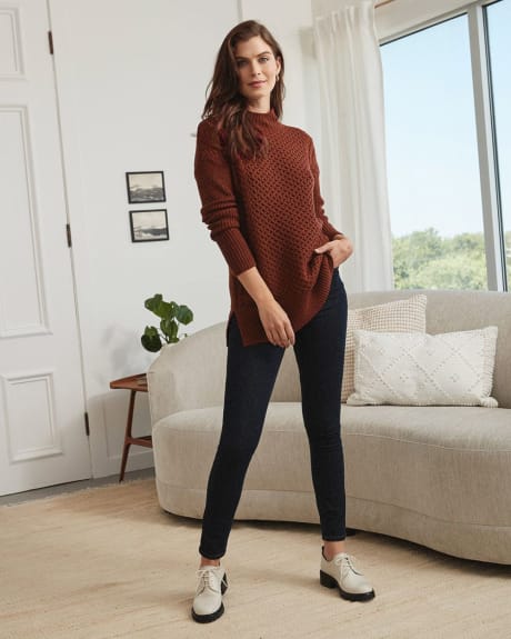 Mock-Neck Tunic with Cable Stitch