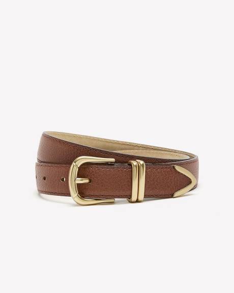 Leather Belt with Metal Tip