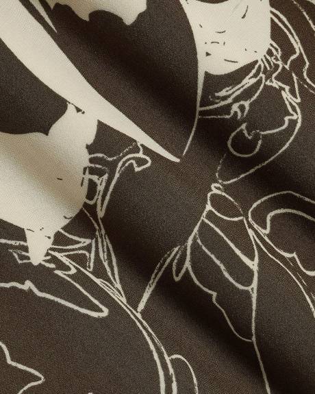 Chemise Fleurie &agrave; Manches Courtes et Col Camp