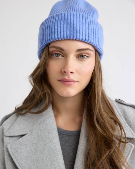 Wool-Blend Ribbed Beanie