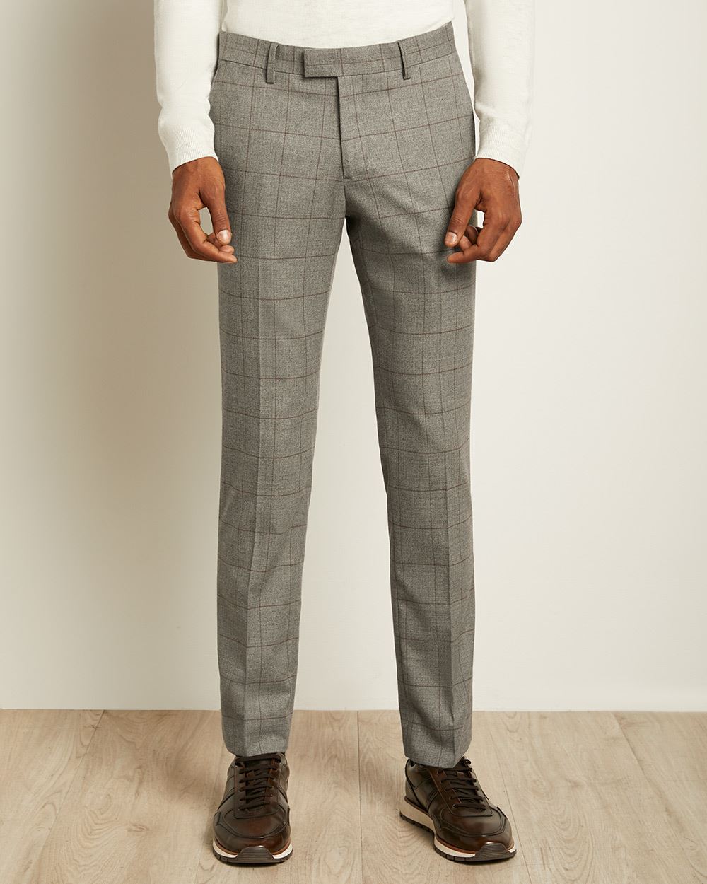 Slim Fit Grey Windowpane 40-hour Suit Pant | RW&CO.