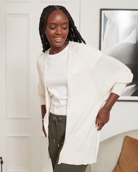 Long Open Cardigan with Batwing Sleeves