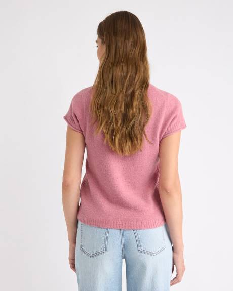 Wool-Blend Cap-Sleeve Crew-Neck Boxy Sweater