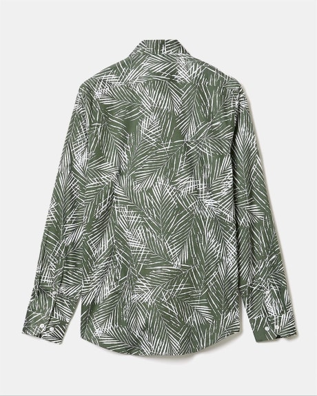Slim Fit Shirt with Oversized Palm Leaves