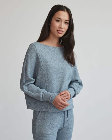 Brushed Knit Batwing Sleeve Pullover Sweater