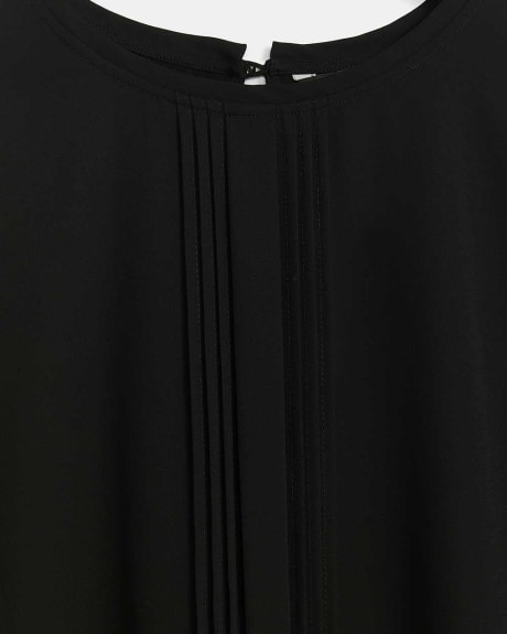 Black Mixed-Media Tee with Short Dolman Sleeves