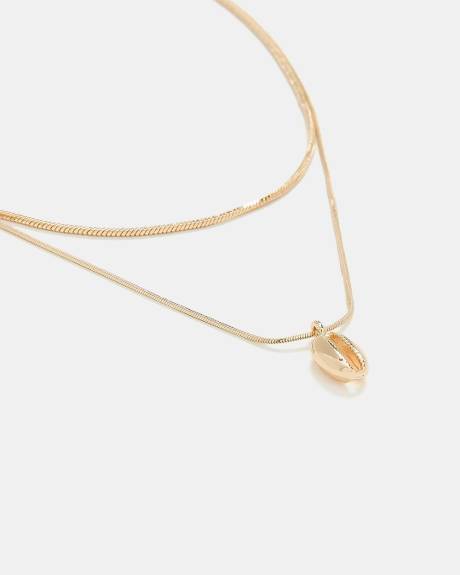 Double-Chain Necklace with Shell Pendant