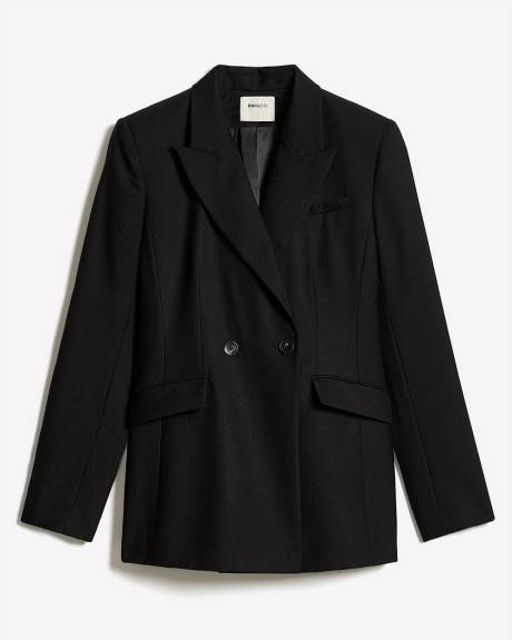 Wool-Blend Double-Breasted Hourglass Blazer
