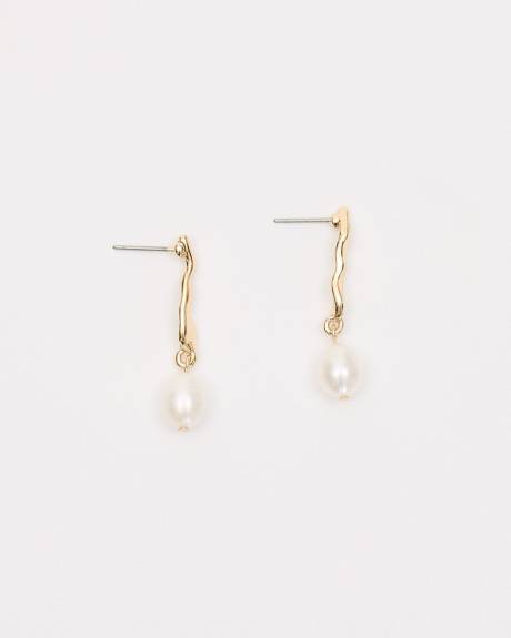 Modern Earrings with Pearl Pendant