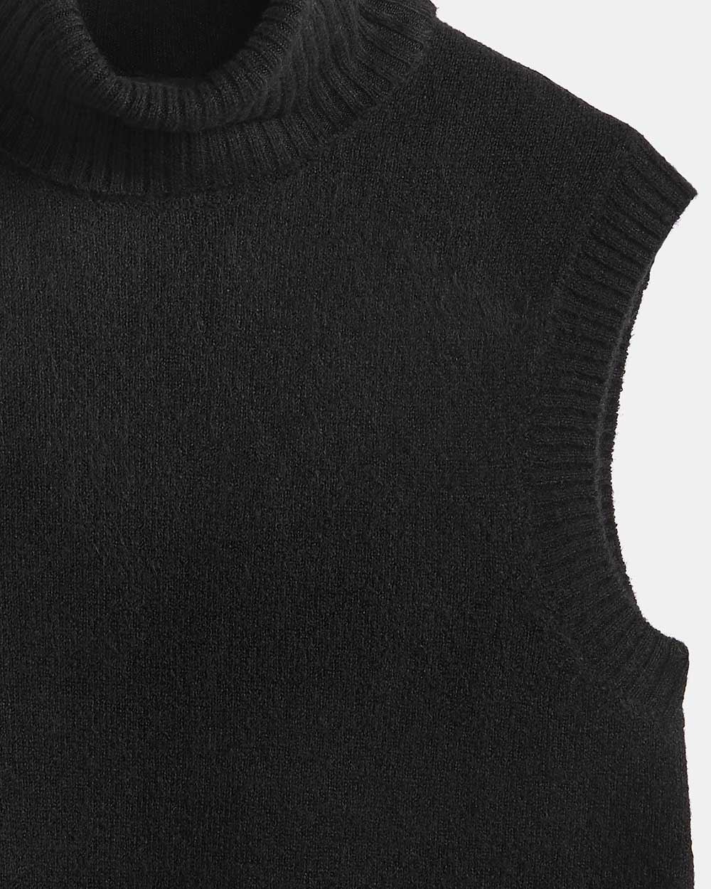 Spongy Knit Turtleneck Sweater Vest
