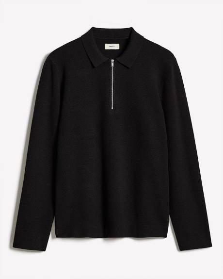 Long-Sleeve Half-Zip Polo Sweater