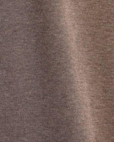 T-Shirt Côtelé Ajusté à Manches Longues et Col Rond en Tricot Luxueux