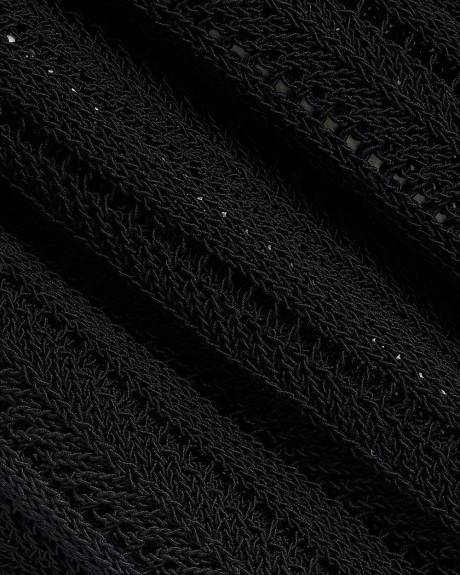 Pull en Mailles Ajourées à Manches Très Courtes et Col Rond