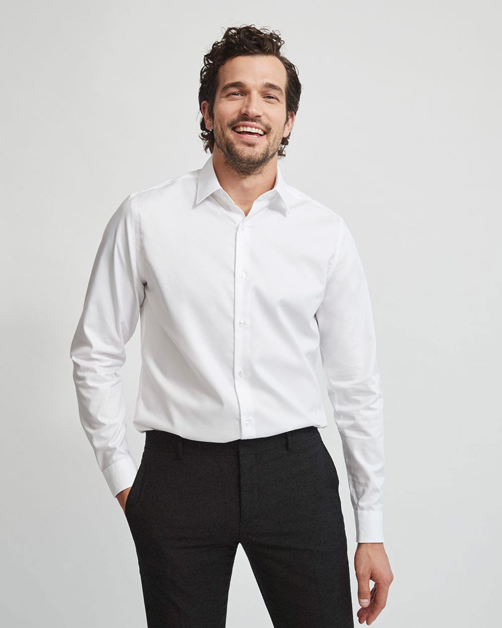 Tailored Fit Solid Twill Dress Shirt | RW&CO.