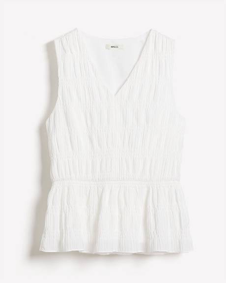 Blouse P&eacute;plum Sans Manches &agrave; Col V