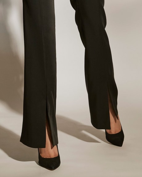 Satin Mid-Rise Flare Pant with Front Slit - 33"