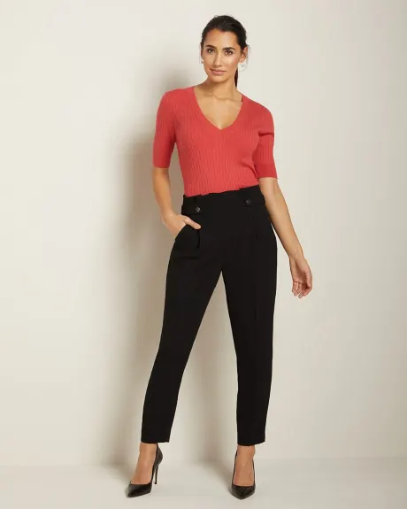 Buttoned High-waist pleated pant