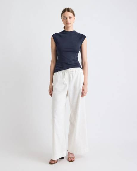 T-Shirt à Manches Très Courtes et Col Rond