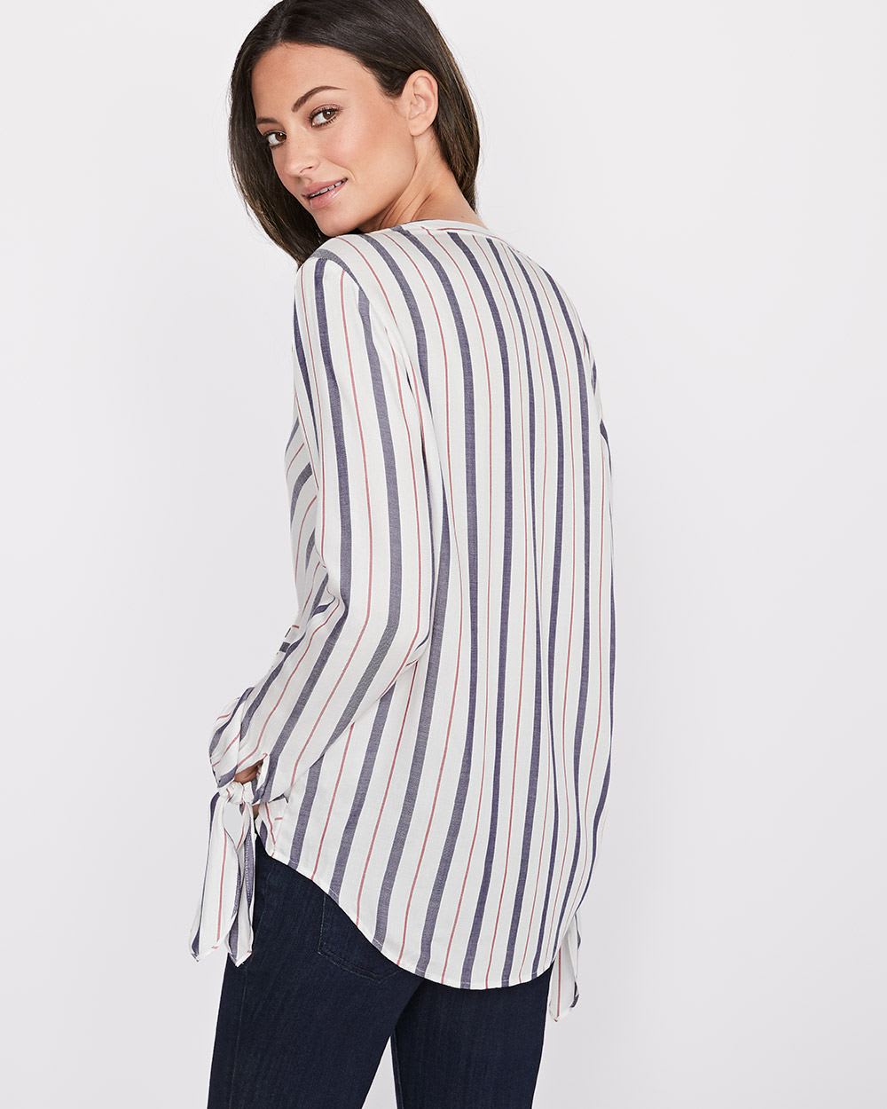 Faux-wrap long sleeve blouse | RW&CO.