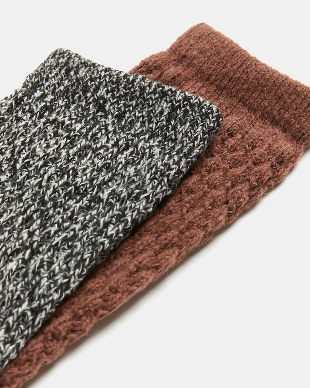 Textured Knit Socks - Two Pairs