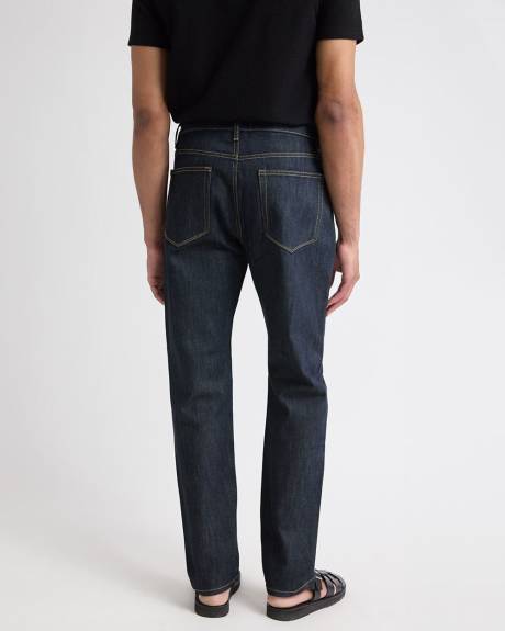 Jeans à Jambe Droite à Délavé Foncé