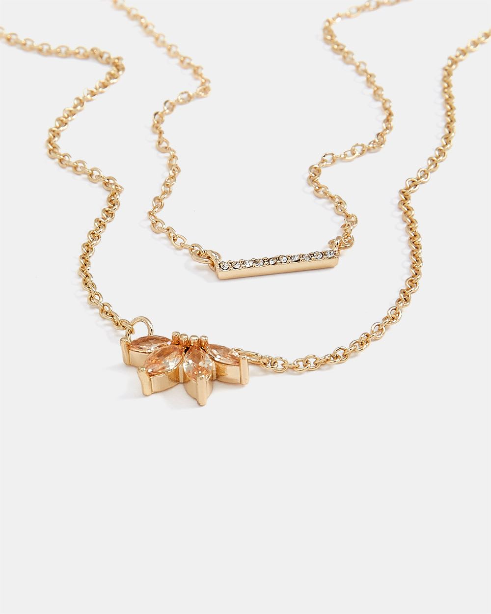Two-Row Short Chain Necklace with Glass Stones