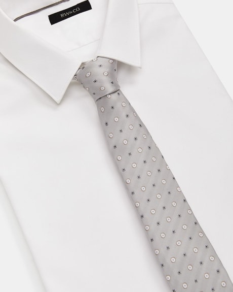 Cravate Régulière Gris Pâle à Petits Cercles