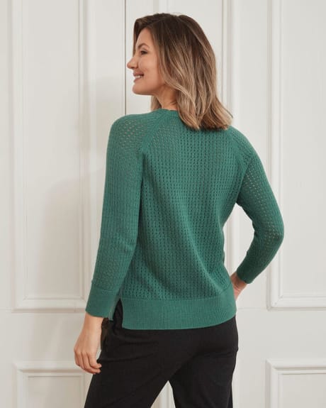 Mesh Sweater with Long Raglan Sleeves